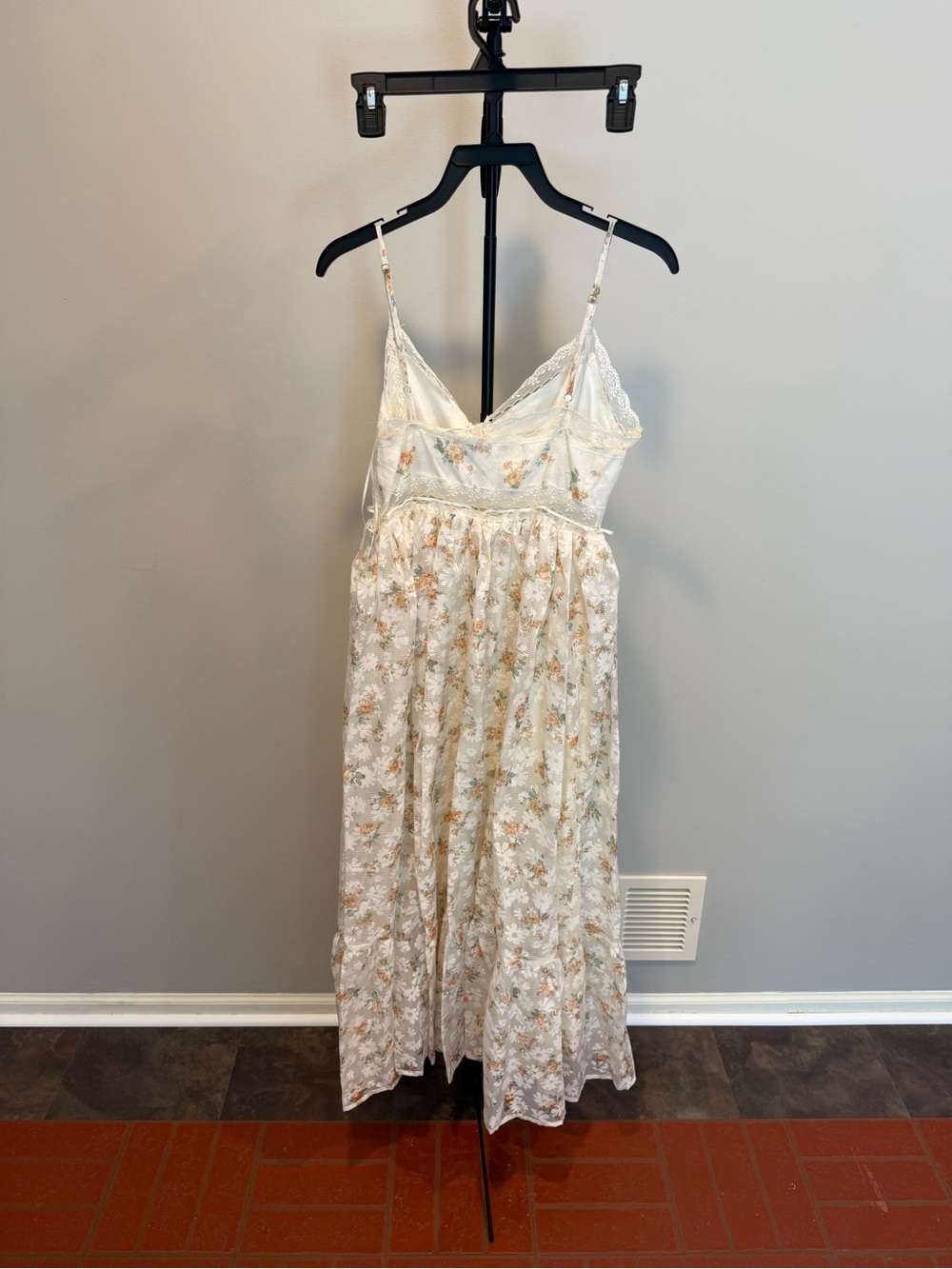 Altar'd State Cream Floral Lace-Trim Maxi Dress - Picture 7 of 7